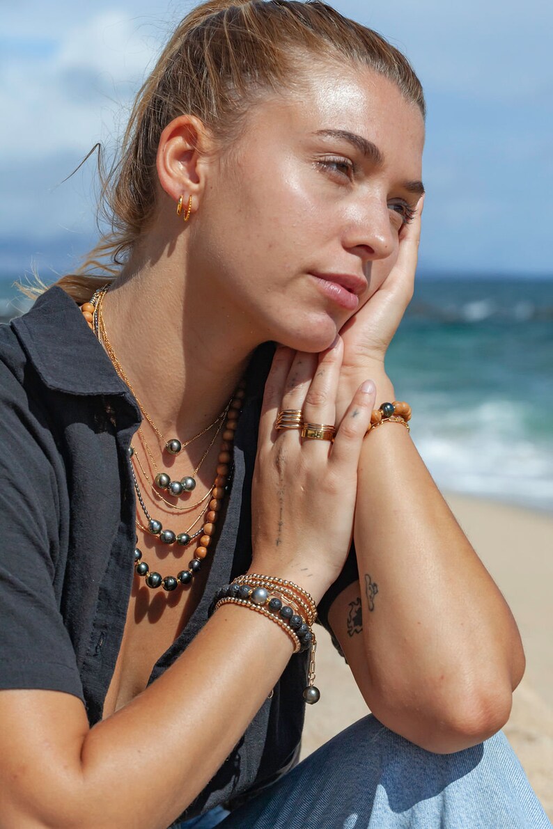 Black Lava and Tahitian Pearl Bracelet, Beaded Bracelet,Tahitian Pearl Bracelet,Black Pearl Bracelet,Lava Pearl Beaded Bracelet,Maui Hawaii image 8