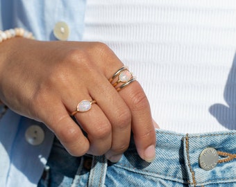 Rose Cut Fire Opal Ring - Kalino