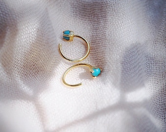 Tiny Open Turquoise Hoop Earrings - Malu
