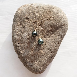 Gold Tahitian Pearl Drop Earrings - Alaula