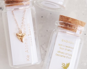 Bottled Petite Gold Shark Tooth Necklace - Hawaiian Jewelry,Gift Jewelry,BFF gift,sister gift,best friend gift,hawaii bridesmaid gift,maui