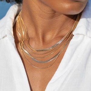 Mini Herringbone Chain, 18K Gold Filled Herringbone, Skinny Gold Chain, Snake Chain Necklace, Herringbone Necklace