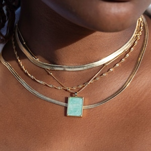 Shipping Delay Notice - See Description - Aquamarine Gemstone Gold Pendant Necklace, gold necklace, gold pendant