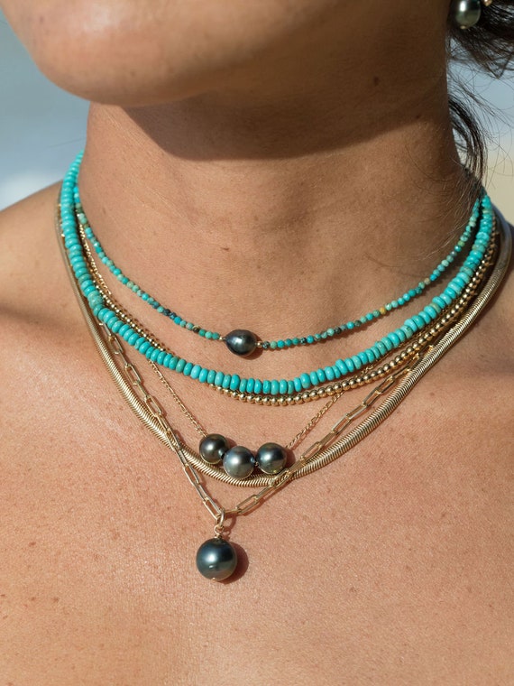 Kingman Turquoise Beaded Necklace on Silk – Walter's Wish Jewelry