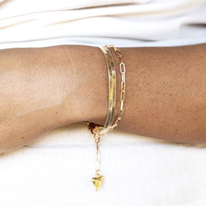 Herringbone Paperclip Chain Bracelet Set