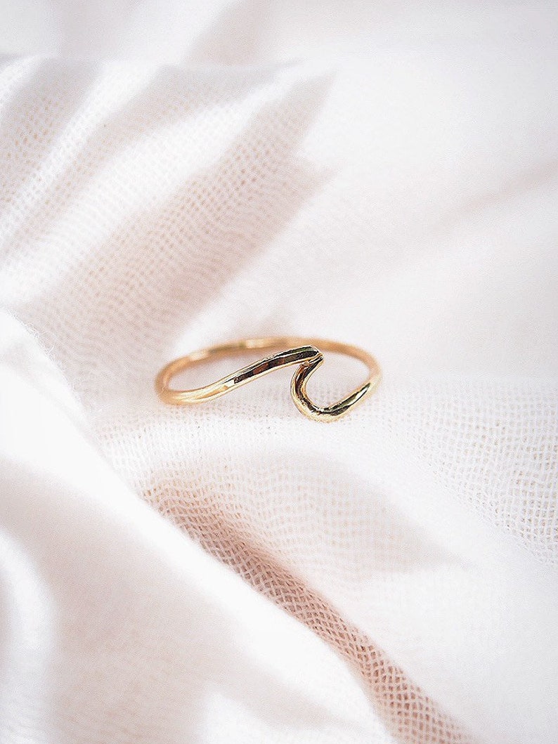 Mini gold wave ring, Nalu Ring, thin ring,stack ring,stacking ring,graduation gift,knuckle ring,gold filled ring,gold knuckle ring,hawaii image 6