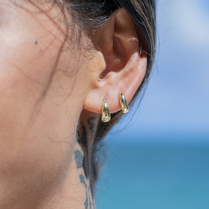 Mini Gold Dome Huggie Hoop Earrings - Aniani