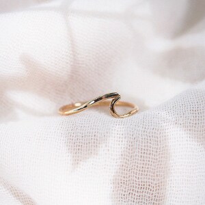Mini gold wave ring, Nalu Ring, thin ring,stack ring,stacking ring,graduation gift,knuckle ring,gold filled ring,gold knuckle ring,hawaii image 2