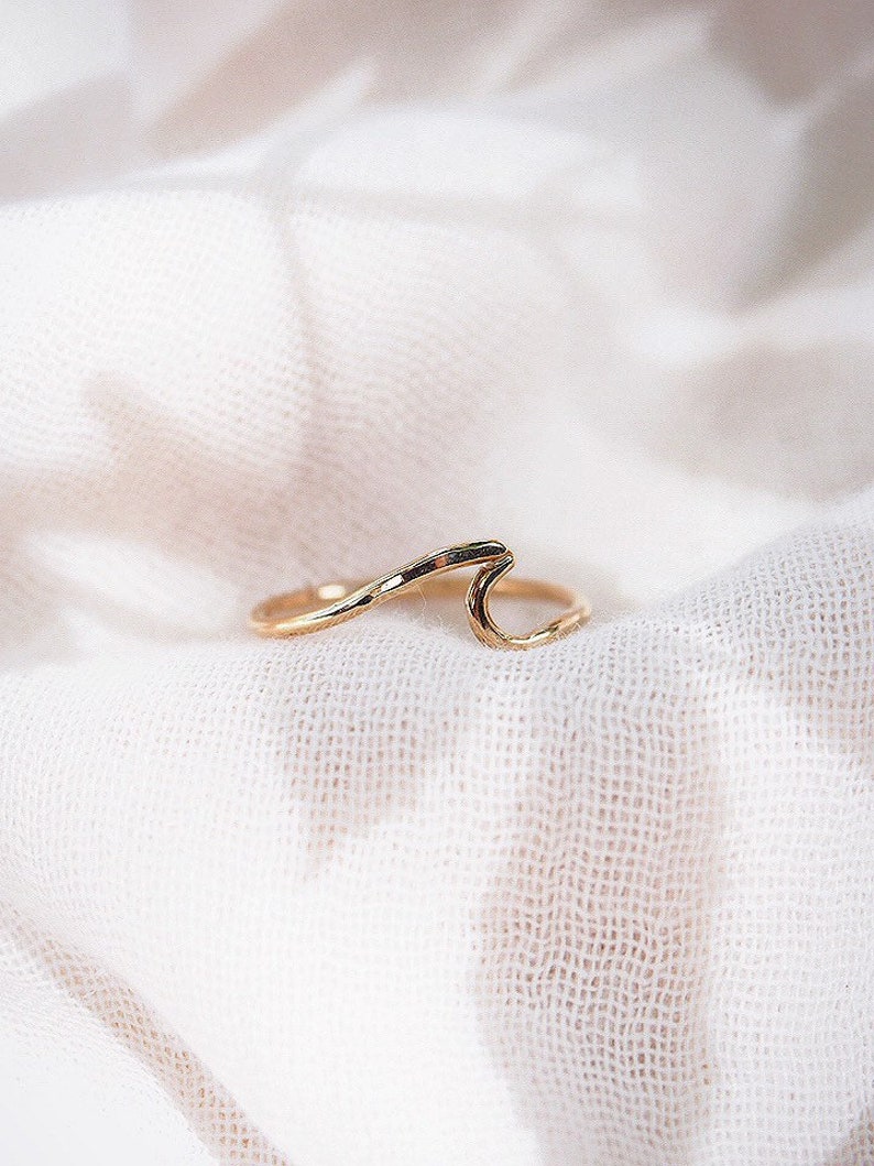 Mini gold wave ring, Nalu Ring, thin ring,stack ring,stacking ring,graduation gift,knuckle ring,gold filled ring,gold knuckle ring,hawaii image 2