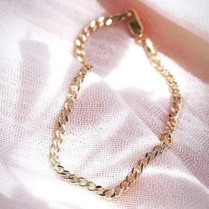 Gold Filled Curb Chain Bracelet, Flat Curb Chain Bracelet, Gold Link Chain Bracelets, Bracelet for Women,Gold Chain Bracelet