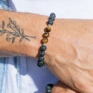 Unisex Men&#39;s Tigers Eye Lava Bracelet - Ekewaka