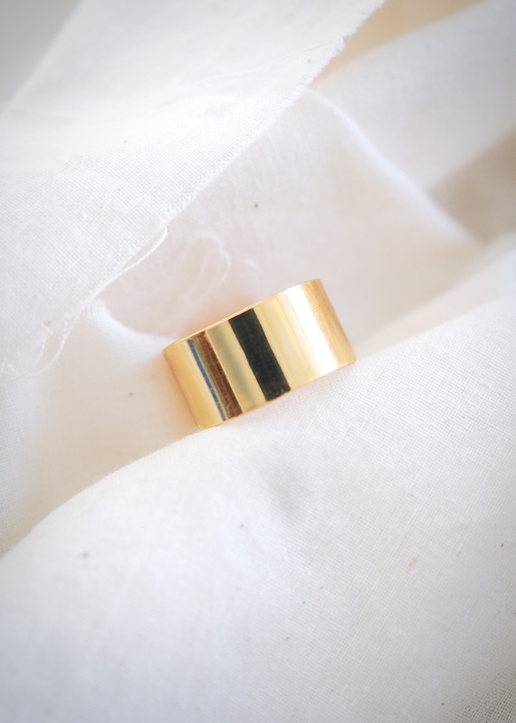 Medium Vermeil Gold Cigar Band Ring,wide Band Ring,flat Gold Band,mens Ring,unisex  Ring,gold Unisex Ring,smooth Ring,gold Wedding Band - Etsy