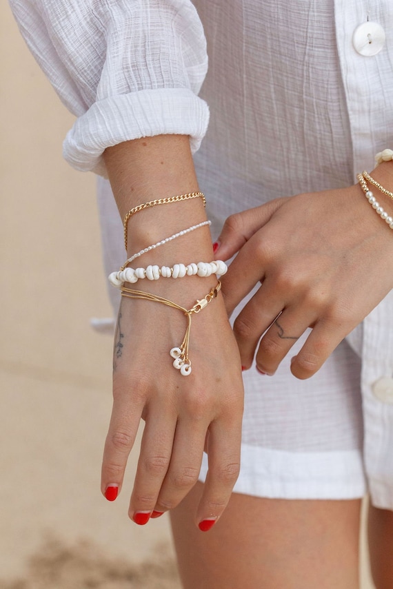 Gold puka cheap shell bracelet