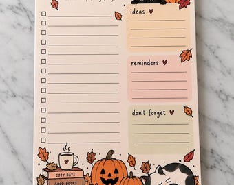 Illustrated Tear-Off Notepad – Choose Autumn, Lemon or Halloween Design