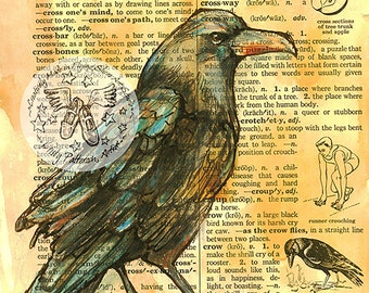 Crow Dictionary Drawing Instant Printable Download