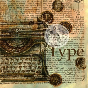 Typewriter Dictionary Drawing Instant Printable Download