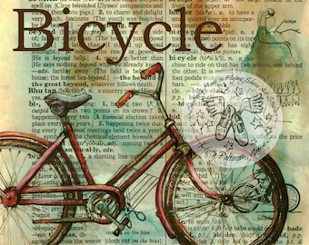 Bicycle Dictionary Drawing Instant Printable Download