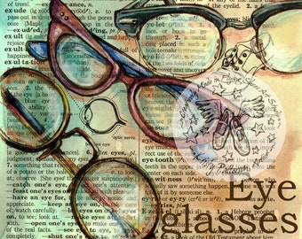 Eyeglasses Dictionary Drawing Instant Printable Download