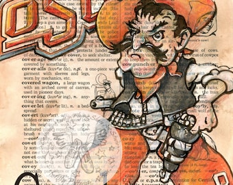 PRINT:  Oklahoma State University Drawing on Antique Dictionary