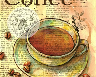 Coffee Dictionary Drawing Instant Printable Download