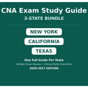 CNA Study Guide 3-State Bundle | New York California Texas Nurse Aide Exam Prep PDF