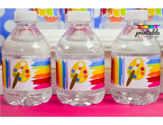 INSTANT DOWNLOAD PAINT Party Water Bottle Labels - Please Read Description Thoroughly - Printable Parties to Go Il_570xn
