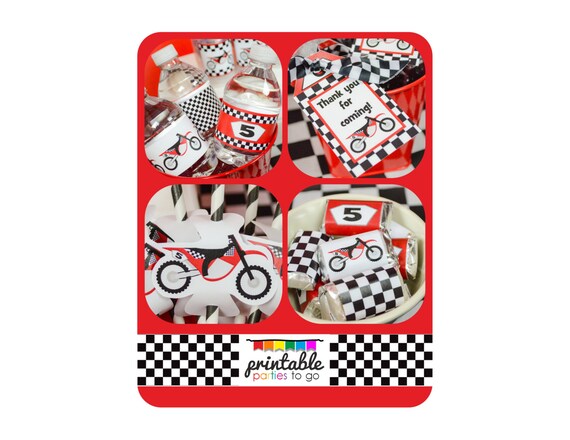 INSTANT DOWNLOAD #5 Motorcross Motorcycle Dirt Bike Printable Party Set - IMPORTANT - Please Read Description Thoroughly Before Purchasing Il_570xn