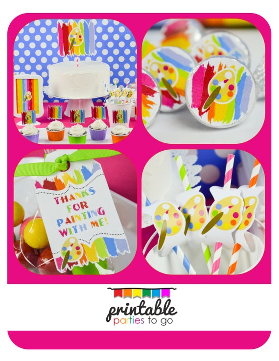INSTANT DOWNLOAD Paint Printable Party Set - IMPORTANT - Please Read Description Thoroughly Before Purchasing Il_570xn