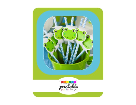 INSTANT DOWNLOAD FROG Printable Straw Toppers - Please Read Description Thoroughly - Printable Parties to Go Il_570xn