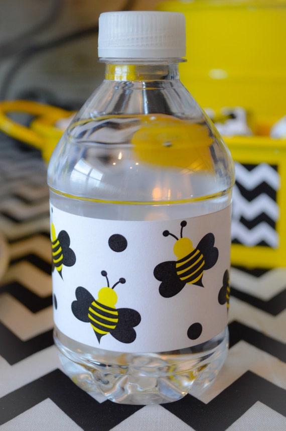 INSTANT DOWNLOAD Printable Bumble Bees Water Bottle Labels - Please Read Description Thoroughly Before Purchasing Il_570xn