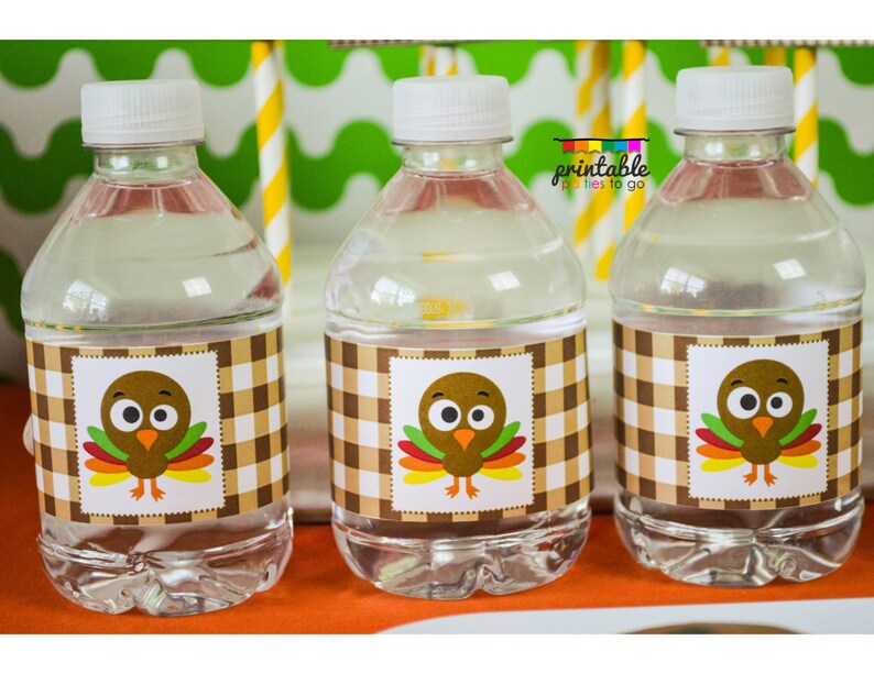 INSTANT DOWNLOAD Silly Turkey Party Water Bottle Labels Please Read Description Thoroughly Printable Parties to Go