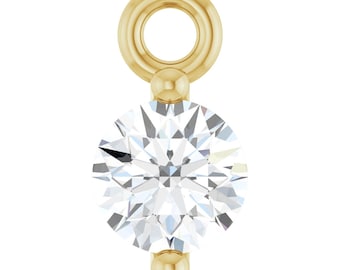 Colgante solitario de diamante cultivado en laboratorio de 1/10 ct con forma de cesta, oro amarillo de 14 quilates – Colgante con anilla para la fabricación de joyas