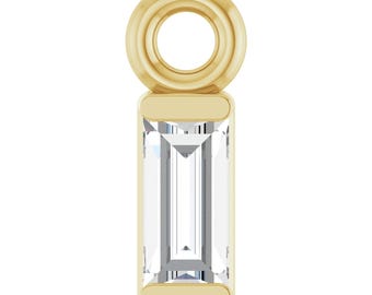 Colgante con diamante talla baguette recto de 0,04 ct cultivado en laboratorio, engastado en canal, oro amarillo de 14 quilates – Colgante con anilla para la fabricación de joyas