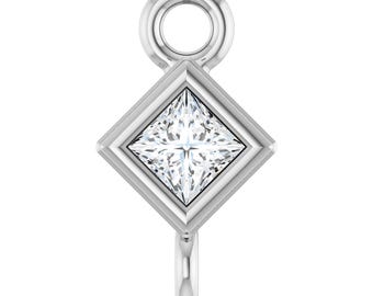 Conector de eslabones cuadrados con engaste de diamante natural, oro blanco de 14 quilates – Conector para la fabricación de joyas