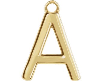Colgante con inicial en bloque, oro de 10K o 14K – Colgante con anilla para la fabricación de joyas.