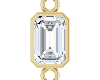Conector de eslabones engastados en bisel con diamantes o piedras preciosas naturales o cultivadas en laboratorio, oro amarillo o blanco de 14 quilates – Conector para la fabricación de joyas