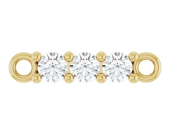 Conector de barra con detalles de diamante cultivado en laboratorio, oro amarillo o blanco de 14 quilates – Conector para la fabricación de joyas