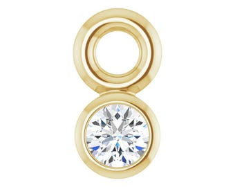 Colgante con engaste de diamante o piedra preciosa natural o cultivada en laboratorio, oro amarillo, blanco o rosa de 14 quilates – Colgante con anilla para la fabricación de joyas