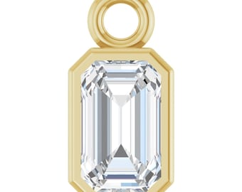 Colgante con diamante cultivado en laboratorio de 1/3 ct engastado en bisel, oro amarillo de 14 quilates – Colgante con anilla para la fabricación de joyas