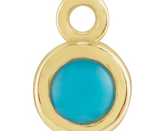Colgante con cabujón de turquesa natural engastado en bisel, oro amarillo de 14 quilates – Colgante con anilla para la fabricación de joyas