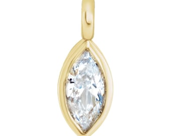 Colgante con diamante natural engastado en bisel, oro amarillo, blanco o rosa de 14 quilates – Colgante con anilla para la fabricación de joyas