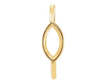 Conector de eslabones con bisel marquesa de oro amarillo macizo de 14 quilates, piedra de 4 x 2 mm (0,08 ct) – Sin piedra