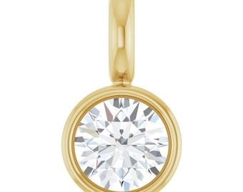 Colgante con diamante natural o cultivado en laboratorio, engastado en bisel, oro amarillo, blanco o rosa de 14 quilates – Colgante con anilla para la fabricación de joyas