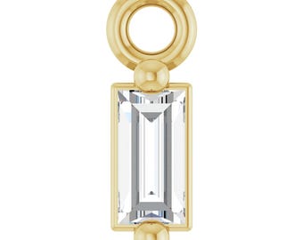 Colgante solitario con forma de cesta, con diamante cultivado en laboratorio de 0,04 ct, oro amarillo de 14 quilates. Incluye anilla para la fabricación de joyas.