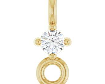 Conector de enlace de 4 puntas redondo de diamante natural de 0,015 ct, oro amarillo de 14 quilates – Conector para la fabricación de joyas