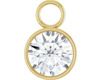 Colgante con engaste de diamante cultivado en laboratorio, redondo de 1 quilate, oro amarillo, blanco o rosa de 14 quilates – Colgante con anilla para la fabricación de joyas