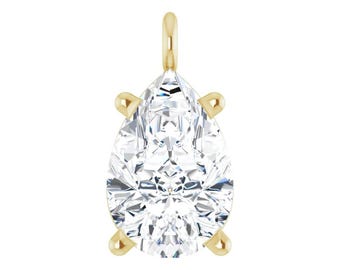 Colgante de pera con diamante cultivado en laboratorio de 1/3 ct y 4 puntas, oro amarillo de 14 quilates – Colgante con anilla para la fabricación de joyas