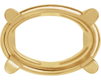 Montura ovalada deslizante para colgante, de 4 puntas, de 5x3 a 7x5 mm, oro de 14K o 18K – Sin piedra, para la fabricación de joyas.