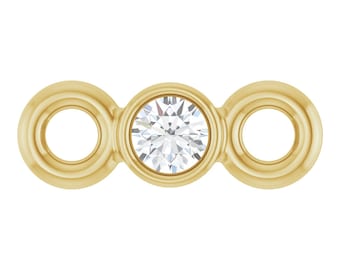 Natural or Lab-Grown Diamond or Gemstone Bezel-Set Link Connector, 14K Yellow, White or Rose Gold – Connector for Jewelry Making