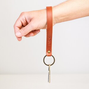 Wristlet Keychain Leather Wrist Strap Custom Personalized Leather Key Fob Monogrammed Gift for ...